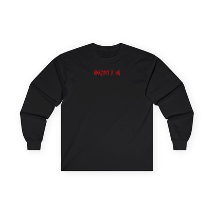 long sleeve — ghxst.boy x lks - minimal chest text + red eye back graphic