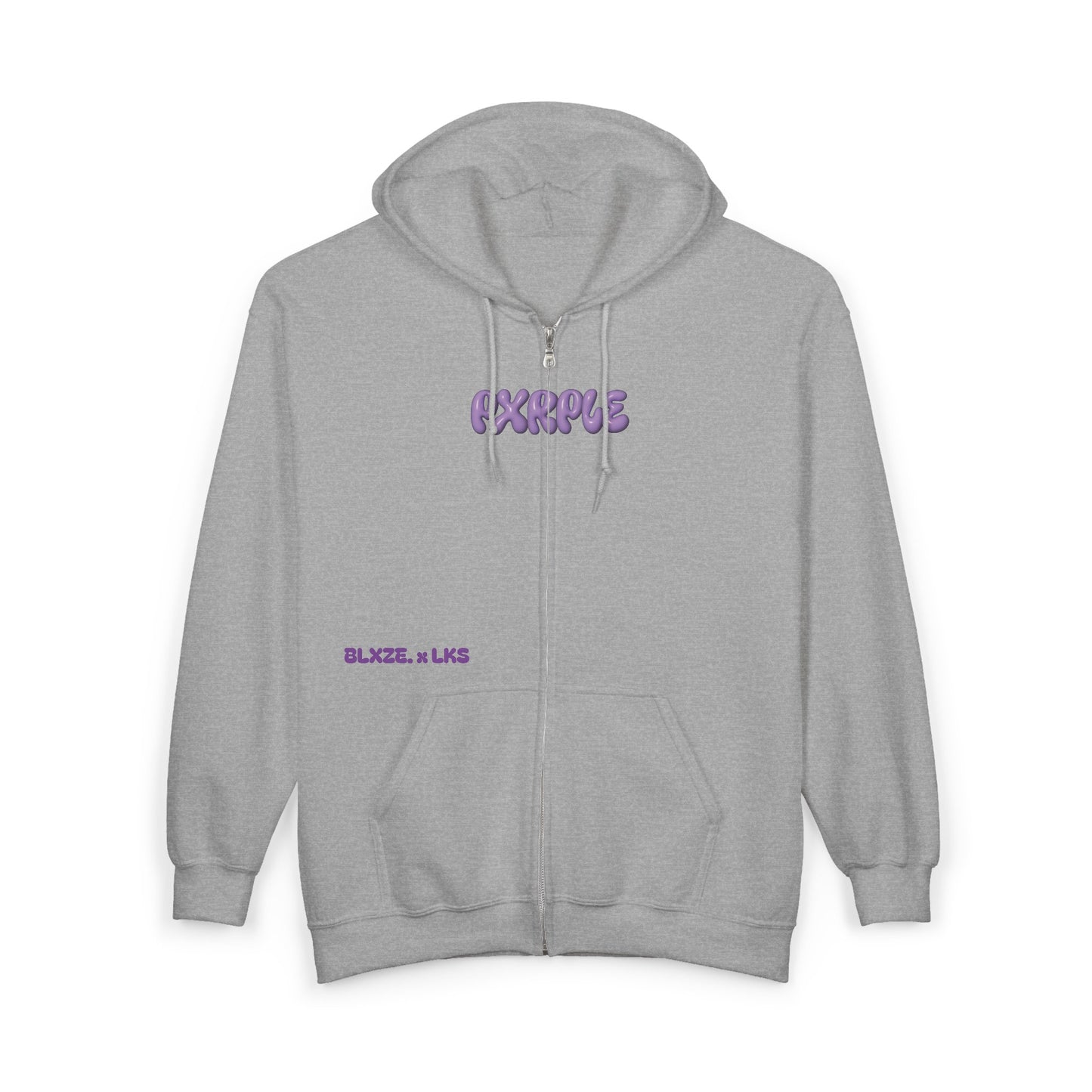 "pxrple hxze" heavy full zip hoodie