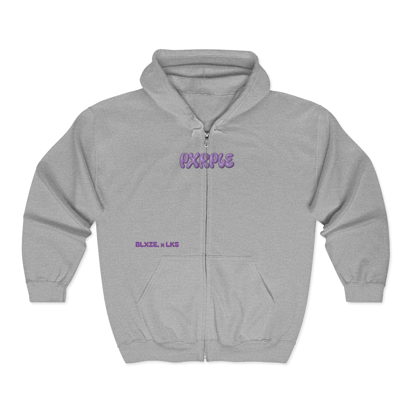 "pxrple hxze" heavy full zip hoodie