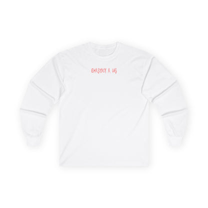 long sleeve — ghxst.boy x lks - minimal chest text + red eye back graphic