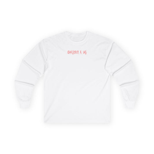 long sleeve — ghxst.boy x lks - minimal chest text + red eye back graphic