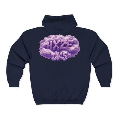 "pxrple hxze" heavy full zip hoodie