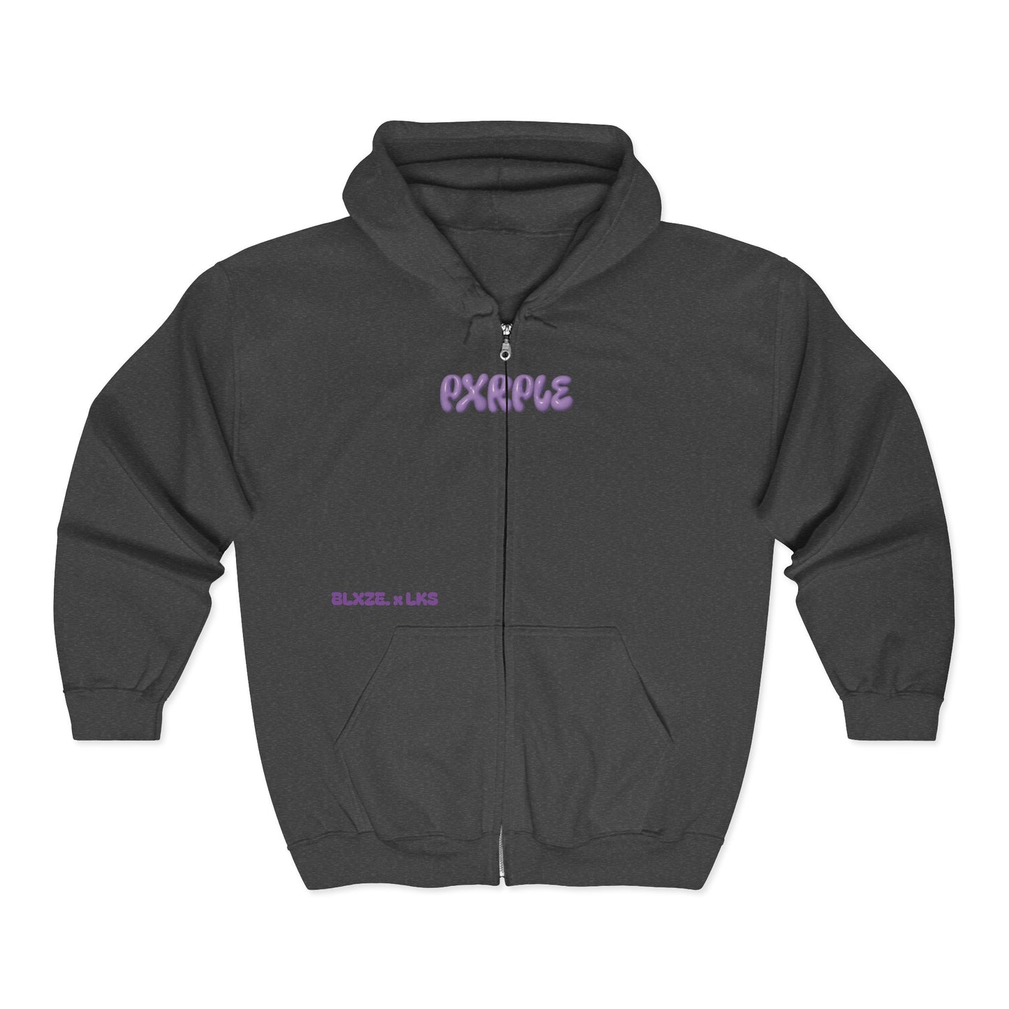 "pxrple hxze" heavy full zip hoodie