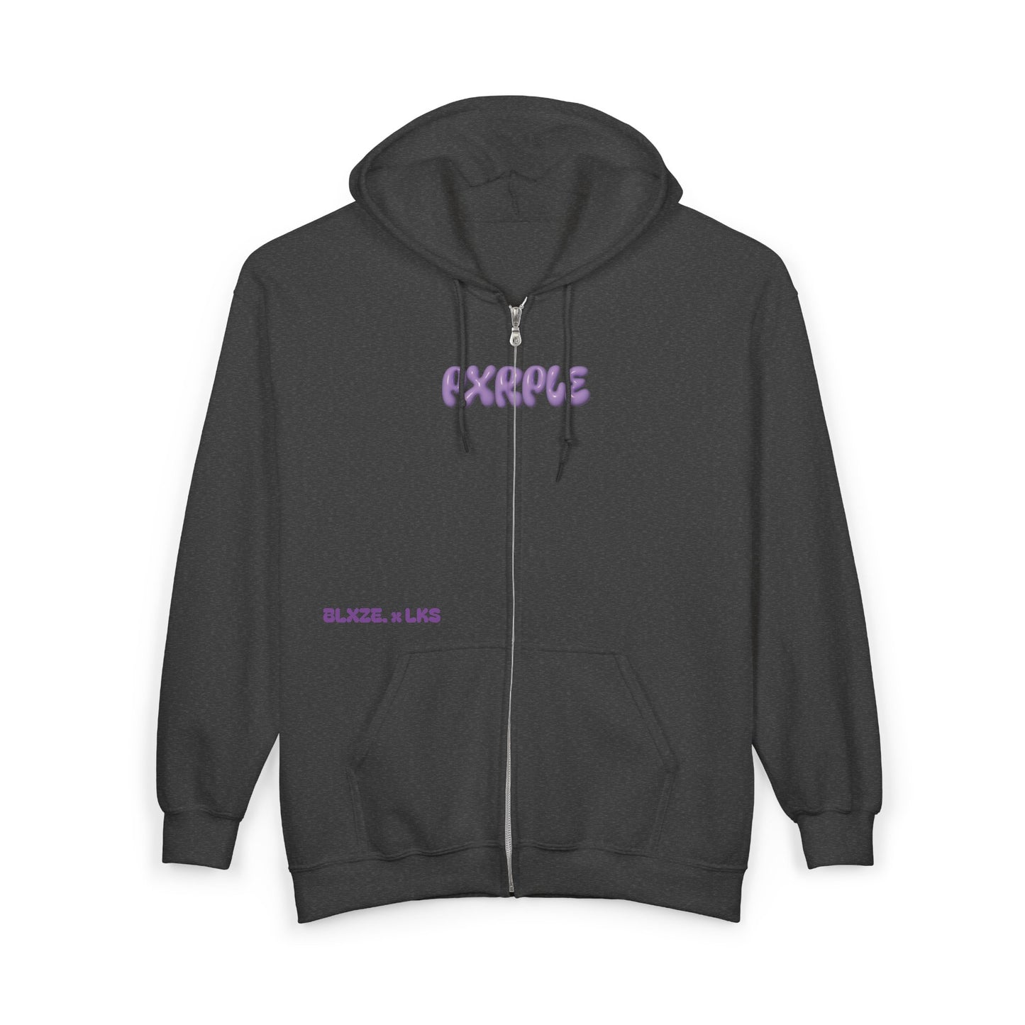"pxrple hxze" heavy full zip hoodie